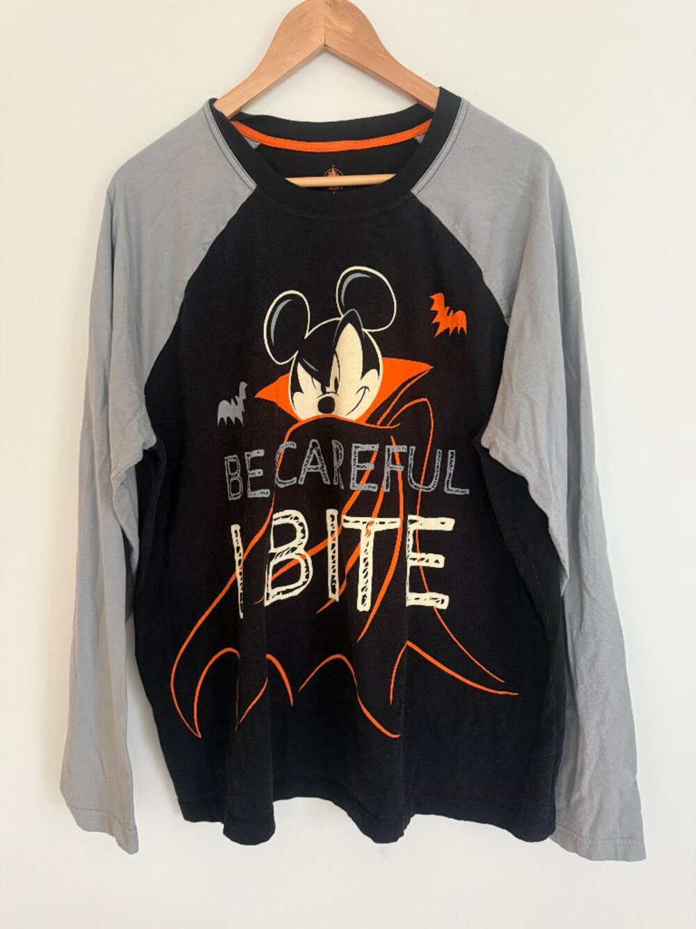 Disney Mens Black/Gray Halloween Mickey Long Sleeve Pajama Set Size XL